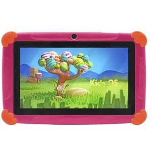 DAM Tablet voor kinderen K77 WiFi, besturingssysteem Android 7, 17,8 cm (7 inch) display, 1024 x 600 pixels, MTK Quad Core 1 GB RAM + 8 GB, dual-camera, kleur: roze
