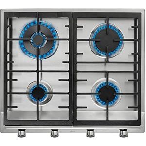 Kookplaat - Roestvrij Staal - 4 Kookzones - Gietijzeren Roosters