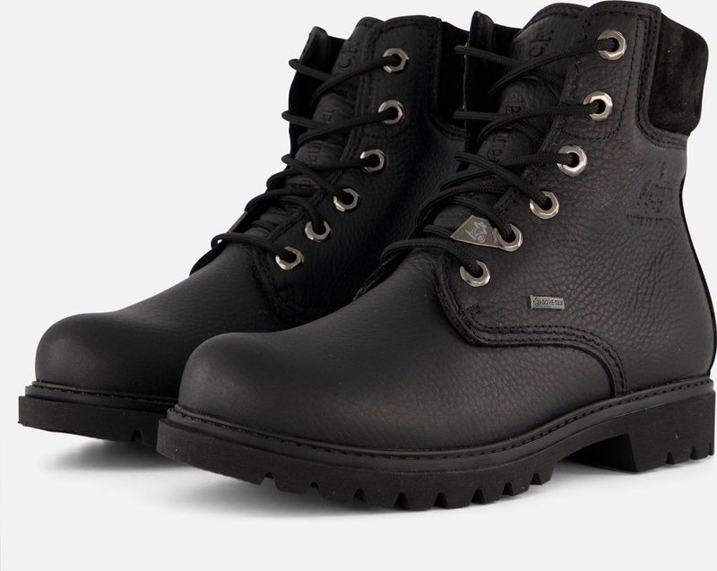 Panama Jack - Vrouwen Veterlaarzen - Zwart - Waterdicht Nappa Greased