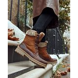 Panama Jack TUSCANI B26 - Hoge sneakersVeterlaarzenDames veterschoenenDames sneakersHalf-hoge schoenen - Kleur: Cognac - Maat: 36