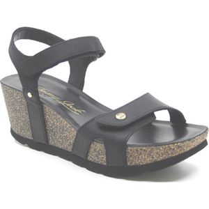 Panama Jack RUTH B1 Zwarte dames sandalen met twee klittenbanden