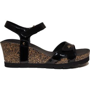 Panama Jack - Julia - Sandalen - Zwart - Lak - Sleehak van Geperst Kurk