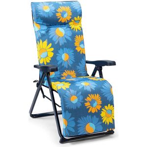Solenny Super-relax Opvouwbare Zonnebed Met 6 Standen 114x86x62 Cm Blauw