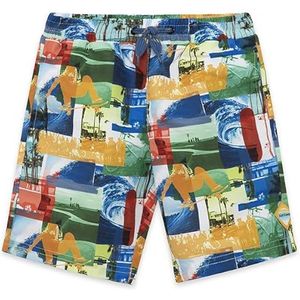 Zwembroek voor jongens, bedrukt, blauw