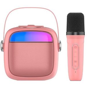 Universele Bluetooth-luidspreker, muziek, 6 W, Cool Mini Karaoke + Microfoon, Roze