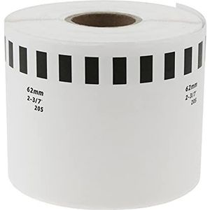 BeMatik - Rol met continue zelfklevende etiketten, compatibel met Brother DK-22205 DK-2205 62 mm, verpakking van 2 stuks (KT030)