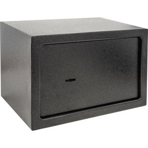 PrimeMatik - Stalen kluis en met sleutels 31 x 20 x 20 cm zwart