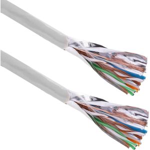 BeMatik - 100 m flexibele grijze FTP Cat.5e ethernet netwerkkabelhaspel