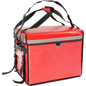 CityBAG - Rode draagbare koelkast 52 liter 45x35x33cm, isothermische tas rugzak voor picknick, camping, strand, voedselbezorging per motor of fiets