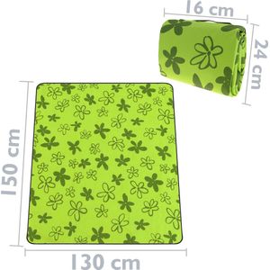 PrimeMatik - Picknickdeken 150 x 130 cm groene print met bloemen