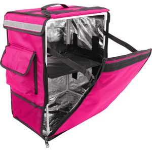 PrimeMatik - Roze draagbare koelkast 42 liter 35x49x25cm, isothermische tas rugzak voor picknick, camping, strand, voedselbezorging per motor of fiets