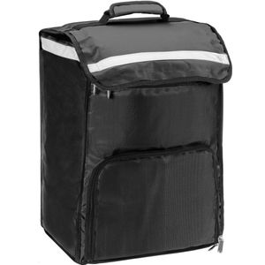 PrimeMatik - Zwarte draagbare koelkast 40 liter 34x47x25cm, isothermische tas rugzak voor picknick, camping, strand, voedselbezorging per motor of fiets