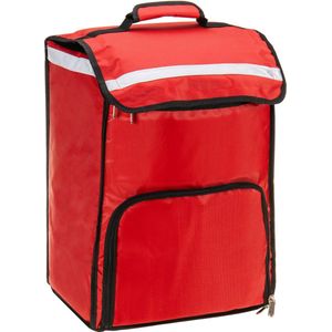 PrimeMatik - Rode draagbare koelkast 40 liter 34x47x25cm, isothermische tas rugzak voor picknick, camping, strand, voedselbezorging per motor of fiets