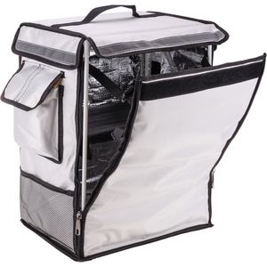 PrimeMatik - Witte draagbare koelkast 42 liter 35x49x25cm, isothermische tas rugzak voor picknick, camping, strand, voedselbezorging per motor of fiets