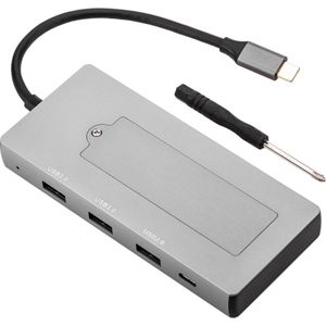 BeMatik - USB-C naar HDMI 4k en ethernet RJ45 en USB-A en USB-C converter met NGFF M2 opslagaansluiting