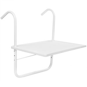 PrimeMatik - Rechthoekige opklapbare polypropyleen tafel voor balkon witte kleur 52x40 cm