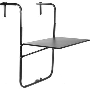 PrimeMatik - Rechthoekige metalen klaptafel voor balkon zwart 60x40 cm