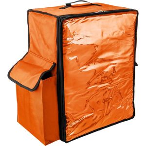 PrimeMatik - Oranje draagbare koelkast 48 liter 39x50x25cm, isothermische tas rugzak voor picknick, camping, strand, voedselbezorging per motor of fiets