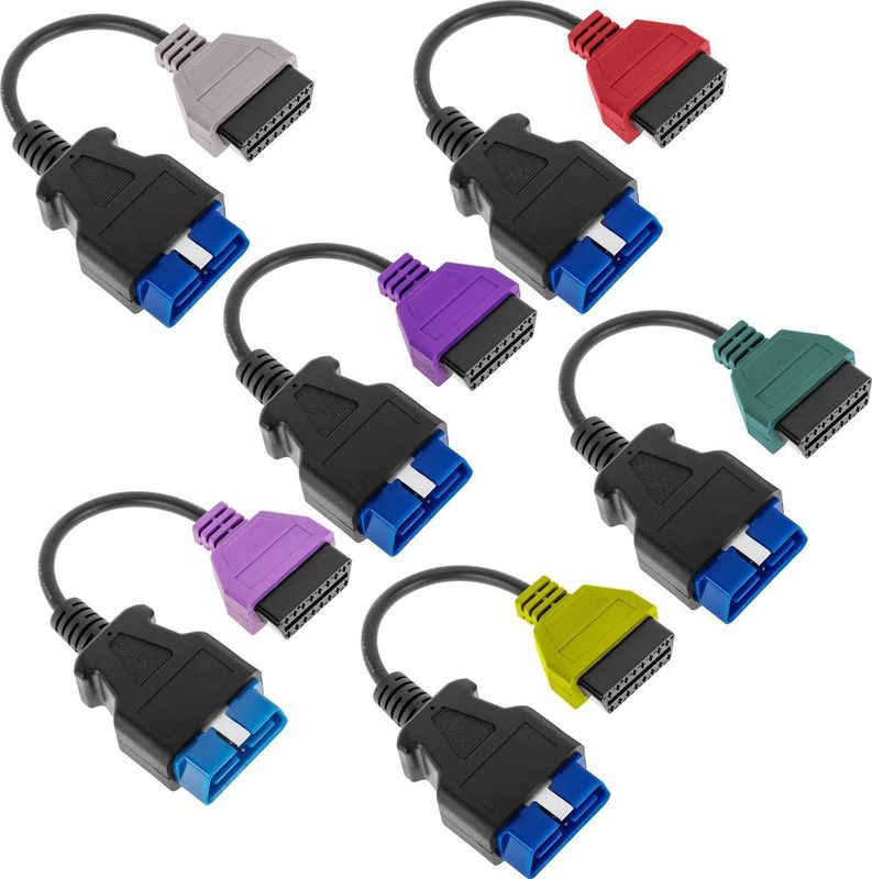 BeMatik - Kit 6 OBD2-diagnose kabels compatibel met Fiat ECU Scan-software