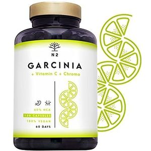 Garcinia Cambogia 60% HCA Afslankpillen Afvallen met Pure Garcinia Cambogia, Vitamine C, Chroom Eetlustremmer, Gewichtsverlies, Vetverbrander 90 Plantaardige Capsules Vegan EC N2 Natural Nutrition