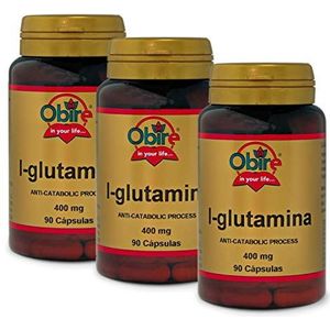 Obire L-glutamine 400 mg | aminozuur dat in de samenstelling van de eiwitten is opgenomen om de cellen in goede staat te houden en het weefsel te repareren, 90 capsules | 3 stuks
