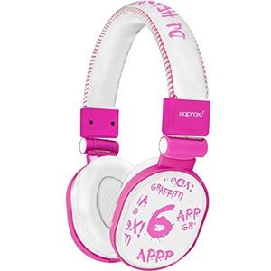 Approx APPDJGP hoofdtelefoon (kabel bedraed, 20 – 20.000 Hz, 110 dB, 1,5 m, roze, wit)