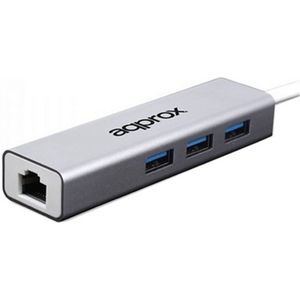 Approx APPC07GHUB (USB-A, 4 ports), Docking station + USB-hub, Grijs