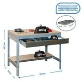 Simonrack Werkbank SIMONWORK BT0 BOX grau 1 Schublade 121,0 x 76,0 x 84,2 cm