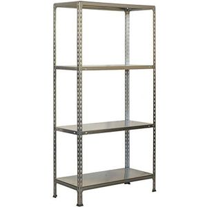 Ecoclick metalen rek zonder schroeven, 4 planken, verzinkt, Simonrack 1600 x 800 x 400 mm, metalen rek – rek voor eetkamer – 150 – 280 kg totale capaciteit tijdens het vervoer van wielen