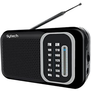 Sytech Draagbare radio, zwart, AM/FM, batterij en rood