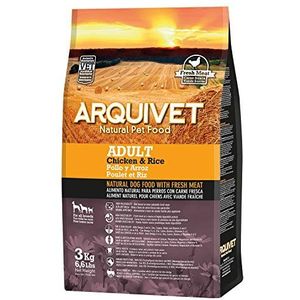 ARQUIVET Adult - Droogvoer voor volwassen honden - Kip en rijst - 3 kg - Natuurlijke Tolie voor volwassenen van alle rassen - Droogvoer voor honden - Hoge spijsvertering, gastro-ointers