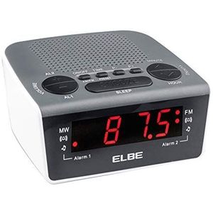 Elbe CR-932 Digitale wekkerradio, met AM/FM-radio, zwart/wit