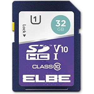 ELBE SD-1032 32 GB SDHC-geheugenkaart (tot 100 MB/s, klasse 10, U1, V10, Full HD 1080p en digitale foto)