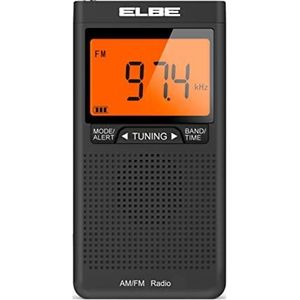 ELBE RF-94 Digitale AM-FM-radio met groot display en hoofdtelefoon, zwart (05205651)