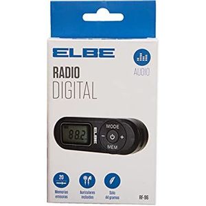 ELBE RF-96 Digitale FM-zakradio, automatisch zoeken of handmatig zoeken naar zenders, stereo-hoofdtelefoon inbegrepen, met omhangband, zwart