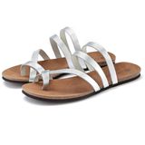 LASCANA Zehentrenner, Sandale, Pantolette aus Leder im Metallic-Look