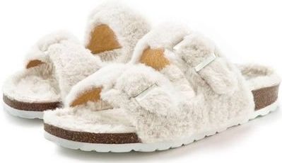 Vivance Pantoffels Pantoffel, Pluche Pantoffels met knuffelig, warm faux fur, kurkvoetbed, pantoffel, slipper