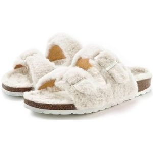 Vivance Pantoffels Pantoffel, Pluche Pantoffels met knuffelig, warm faux fur, kurkvoetbed, pantoffel, slipper