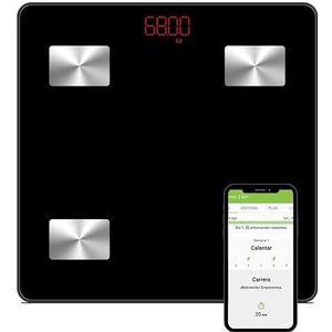 NK Smart Personenweegschaal - Bluetooth V4.0, digitaal, dubbele frequentie, badkamergewicht, BIA-technologie, LCD-display, spiervetmeter, BMI/BMR, metabolische leeftijd