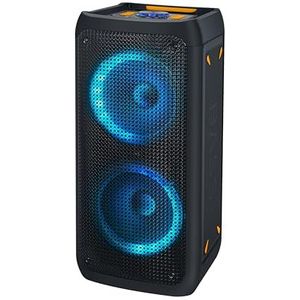 NK Krachtige Bluetooth-luidspreker, draagbare bluetooth-luidspreker, vermogen 46 W, geïntegreerde accu, 4400 mAh, USB, karaoke, meerkleurige LED-verlichting, FM-radio, karaoke-microfoon