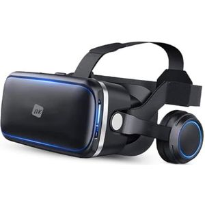 NK VR Smart Bril met Hoofdtelefoon - 3D Virtual Reality met Smartphone Audio tussen 4,7"" - 6,53"", 90-100° kijkhoek, 360° rotatie, lens en verstelbare pupil - Zwart