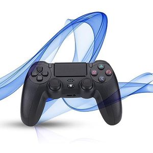 NK Draadloze controller voor PS4/PS3/PC/Mobile - Dualshock vibratie, 6-assige detectiefunctie, ledlicht, touchscreen, hoofdtelefoonaansluiting, oplaadkabel inbegrepen - zwart