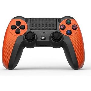 NK Draadloze controller voor PS4/PS3/PC/mobiele draadloze controller met Dualshock, 6-assige detectiefunctie, ledlicht, touchscreen, hoofdtelefooningang, oplaadkabel inbegrepen, oranje