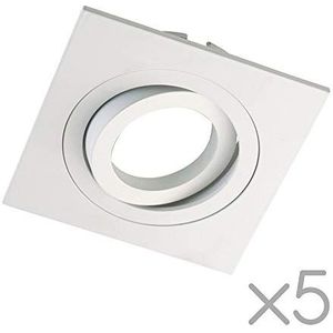 Wonderlamp W-E000141 inbouwspot, vierkant, aluminium, wit, 5 stuks