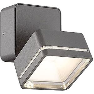 Wonderlamp - Led-wandlamp voor buiten, 6 W, vierkant, neutraal licht, IP54, moderne wandlamp, draaibaar frame, zwart