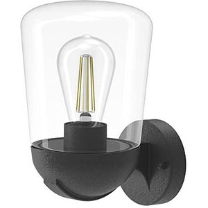 Wonderlamp W-T000055 wandlamp in vintage-stijl, voor buiten, zwart, antraciet, gloeilamp E27