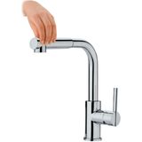 Keukenkraan grb kitchen 29,3 cm met uittrekbare handdouche messing chroom