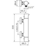 Douchekraan grb time thermostatisch anti-kalk messing chroom (zonder handdoucheset)