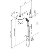 Opbouw regendouche met badkraan grb time thermostatisch met hoofddouche 25 cm en handdouche set messing chroom