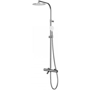 Opbouw regendouche met badkraan grb time thermostatisch met hoofddouche 25 cm en handdouche set messing chroom